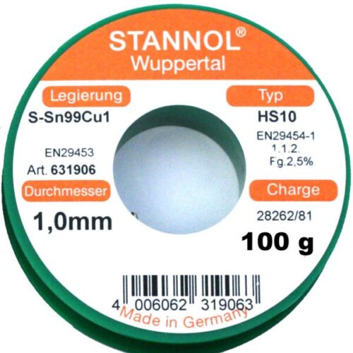 Stannol Lötzinn 1,0 mm 100 g SN99Cu1
