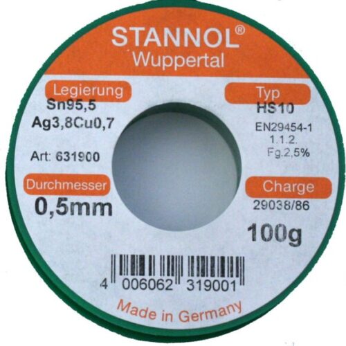Stannol Lötzinn 0,5 mm 100 g Sn95,5Ag3,8Cu0,7