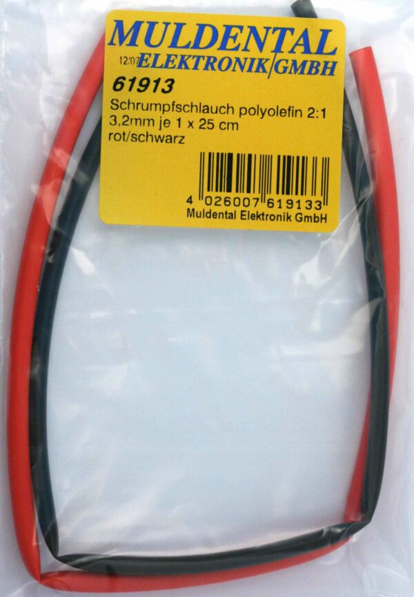 Roter und schwarzer Muldental Schrumpfschlauch, 3,2 mm Durchmesser, ideal für elektrische Isolierung