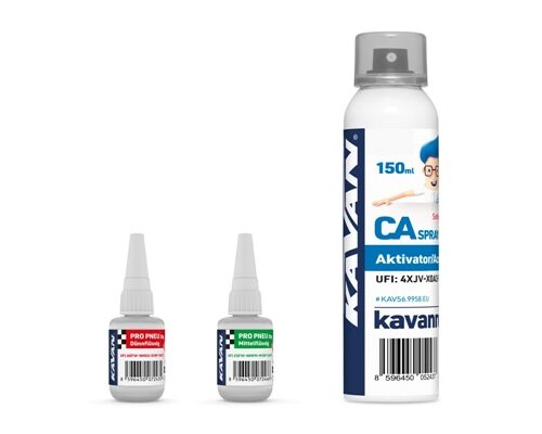 KAVAN PRO Reifen Sekundenkleber mittelflüssig und dünnflüssig 20g + Aktivator-Spray 150ml