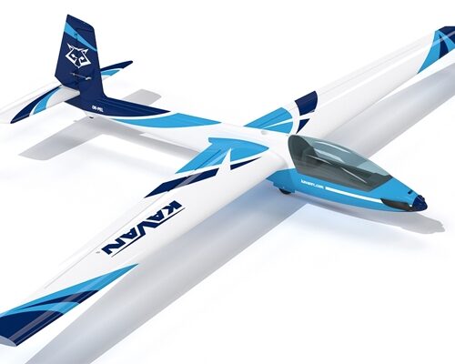 KAVAN Swift S1 ARF 2400mm blau – Frontansicht des RC-Segelflugzeugs.