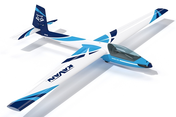 KAVAN Swift S1 ARF 2400mm blau – Frontansicht des RC-Segelflugzeugs.