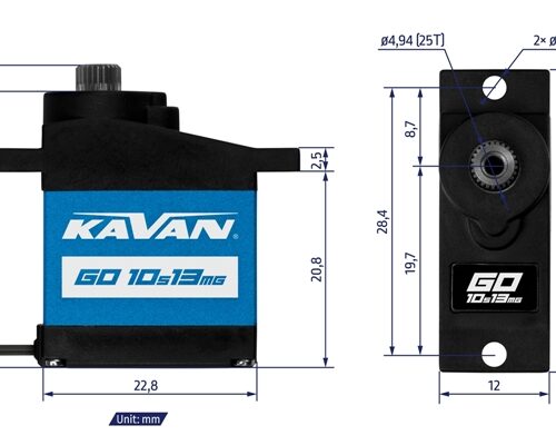 KAVAN GO-10S13MG Servo Draufsicht für RC-Modellflug
