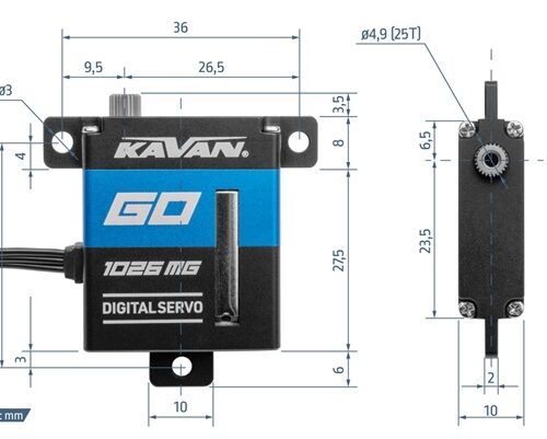KAVAN GO-1026MG HV Flächenservo Abmessungen