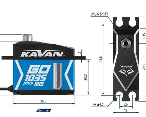 KAVAN GO-1035MG Plus Servo Abmessungen