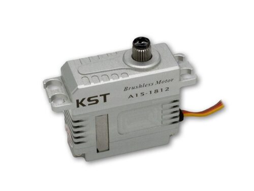 KST A15-1812 Servo mit blauem Gehäuse, Servokabel und Befestigungszubehör