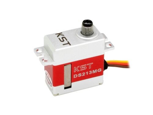 KST DS213 V8 Servo mit blauem Gehäuse, Servokabel und Befestigungszubehör