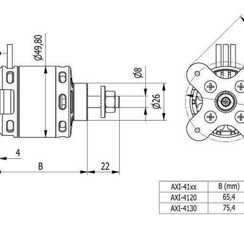 Maßzeichnung AXI 4120/20 Gold Line V3 Brushless Motor