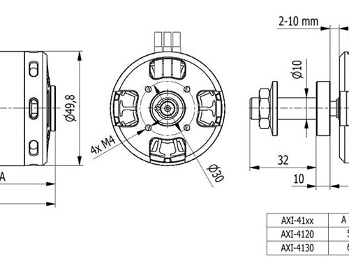 Technische Zeichnung AXI 4120/20 Gold Line V3 Brushless Motor