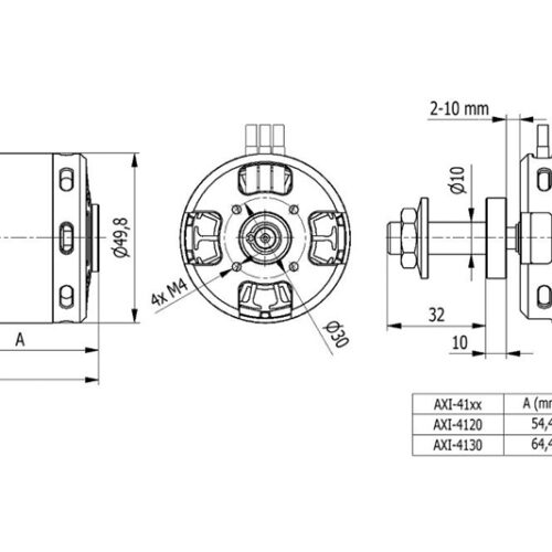 Technische Zeichnung AXI 4130/20 Gold Line V3 Brushless Motor