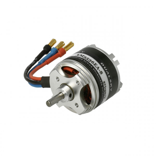 Dualsky XM3536EA-8 Brushless Motor in der Seitenansicht mit Motorwelle