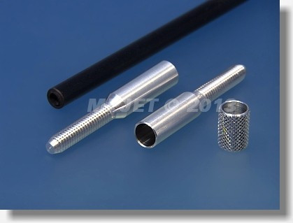 MPJET Aluminium-Verbinder-Set für Carbonrohre mit Rechtsgewinde, Linksgewinde und Rändelring