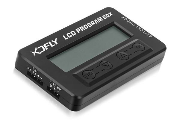XDFly LCD-Programmierbox in Schrägansicht für die Programmierung von HPro und HPro HV Reglern