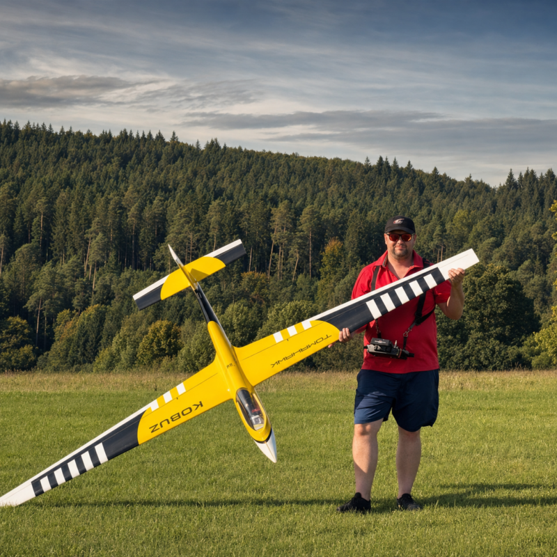 Patrick Türmer mit Flugmodell