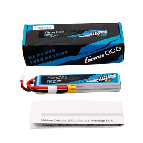 Gens Ace 3S 750mAh 80C LiPo Akku mit XT30 und Verpackung